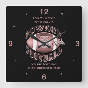 Powderpuff Football Name and School Square Clock