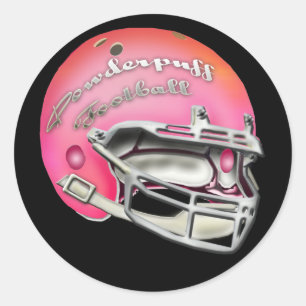 Powderpuff Pink Football Helmet Classic Round Sticker