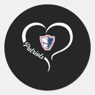 Powdersville Patriots Logo Half Heart Slogan Hs  Classic Round Sticker