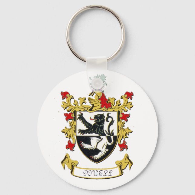 Powell Family Coat of Arms Key Ring (Front)
