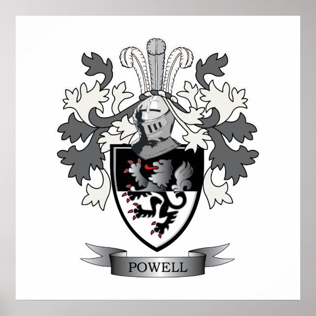 Powell Family Crest Coat of Arms Poster (Front)