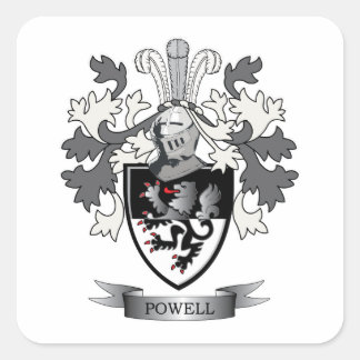 Powell Family Crest Coat of Arms Square Sticker