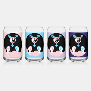Power and Balance Sun and Moon Transgender Symbol Can Glass