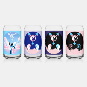Power and Balance Sun and Moon Transgender Symbol Can Glass