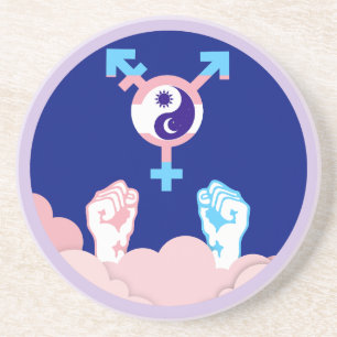 Power and Balance Sun and Moon Transgender Symbol Coaster
