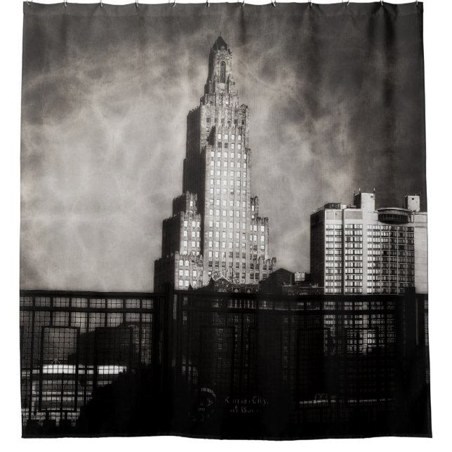 Power and Light Building, Kansas City, Grunge Shower Curtain (Front)