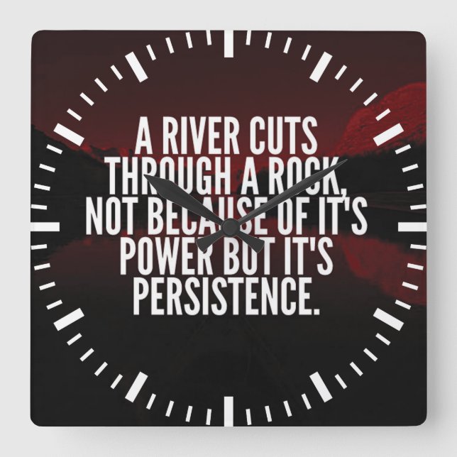 Power and Persistence - Motivational Square Wall Clock (Front)