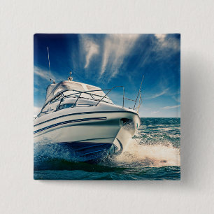 Power Boat Coming Into Chichester Harbour 15 Cm Square Badge