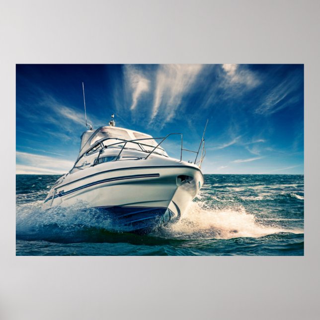 Power Boat Coming Into Chichester Harbour Poster (Front)