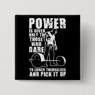 POWER - Bodybuilding Motivational 15 Cm Square Badge