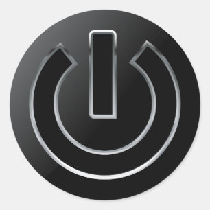 POWER Button  Classic Round Sticker, Glossy, Small Classic Round Sticker