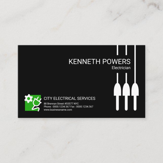 Power Cables Placard Minimalist Plain Electrician Business Card (Front)