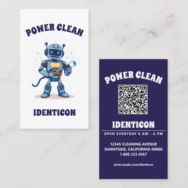 Power Clean with QR code Business Card (Front/Back)