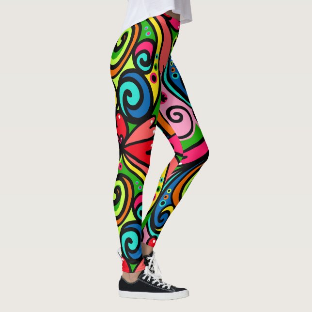 Power Colours Abstract Pattern Super Fun Women's L Leggings (Right)