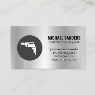 Power Drill   Metallic Background Business Card