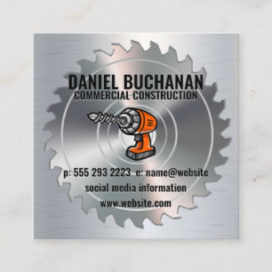 Power Drill   Metallic Brush   Circular Saw Square Business Card