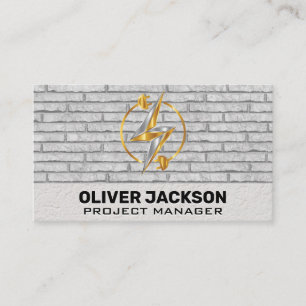 Power Electrical Cord Logo   Brick Wall  Business Card