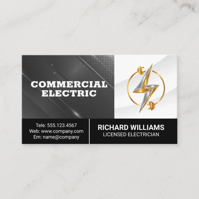 Power Energy Logo | Electrician Business Card (Front)