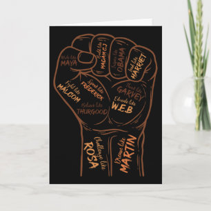 Power Fist Hand Inspiring Black Leaders Black Hist Card