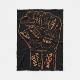 Power Fist Hand Inspiring Black Leaders Black Hist Fleece Blanket