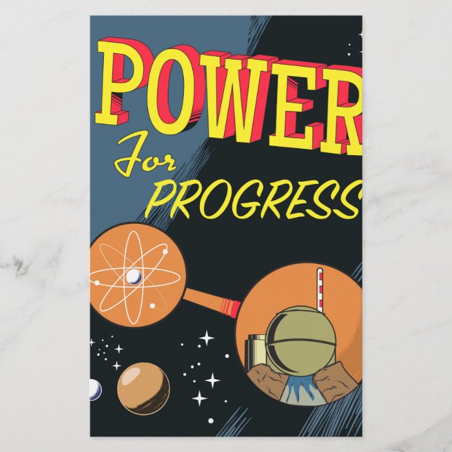 Power For Progress vintage Atomic poster Stationery (Front)