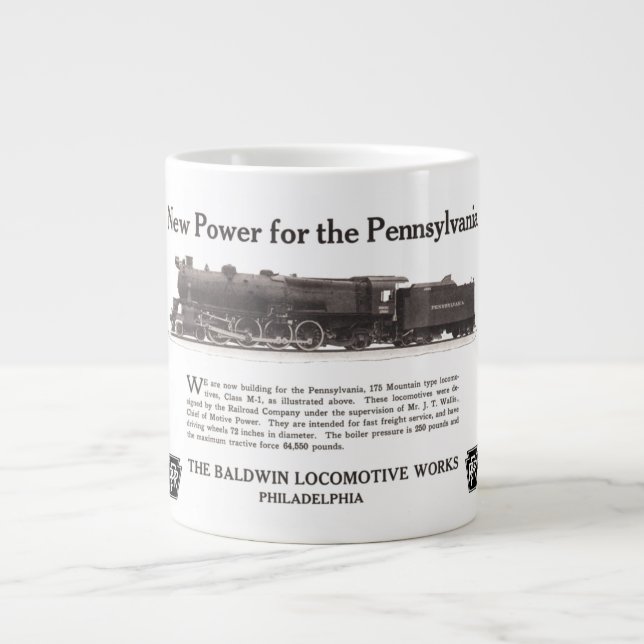 Power For The Pennsylvania Railroad 1926 Jumbo Mug (Front)