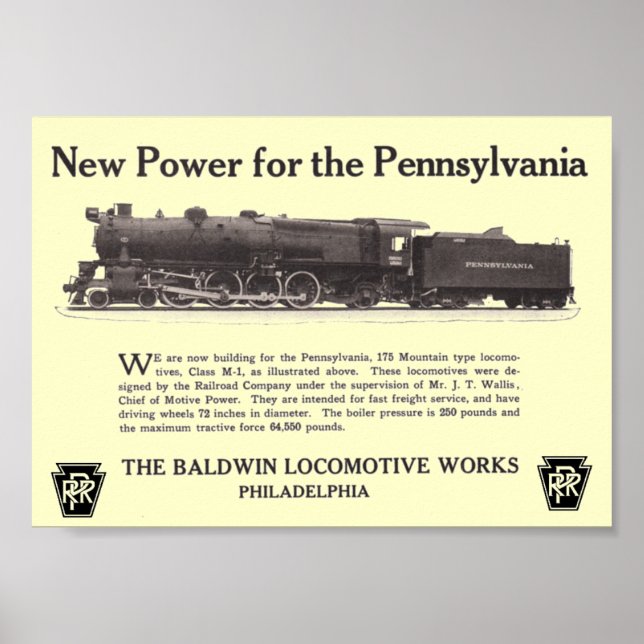 Power For The Pennsylvania Railroad 1926 Poster (Front)