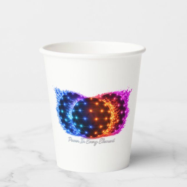 Power in Every Element Mug – Fire Water Energy Geo Paper Cups (Front)