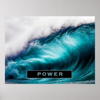 Power Inspirational Word Ocean Wave Photograph