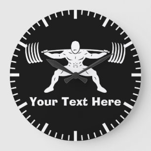 "POWER LIFTING" Power Squat Logo - Customizable Large Clock