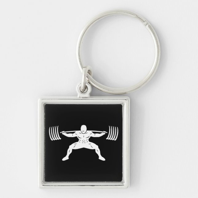 "POWER LIFTING" Sumo Power Squat Illustration Key Ring (Front)