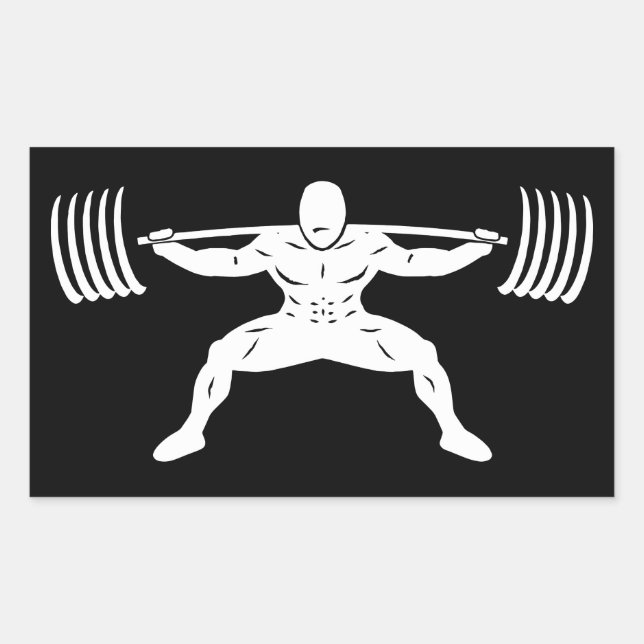 "POWER LIFTING" Sumo Power Squat Illustration Rectangular Sticker (Front)