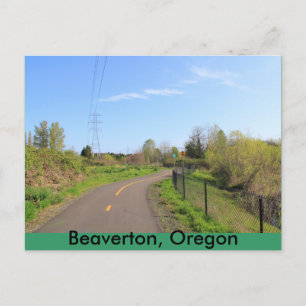 Power line park bike path, walk route postcard