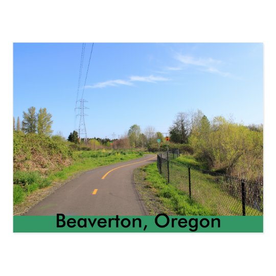 Power line park bike path, walk route postcard