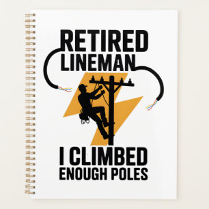 Power Lineman Black Gold Lightning Bolt Design Planner