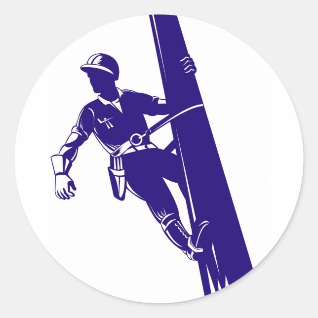 Power Lineman Electrician Electric Worker Classic Round Sticker (Front)