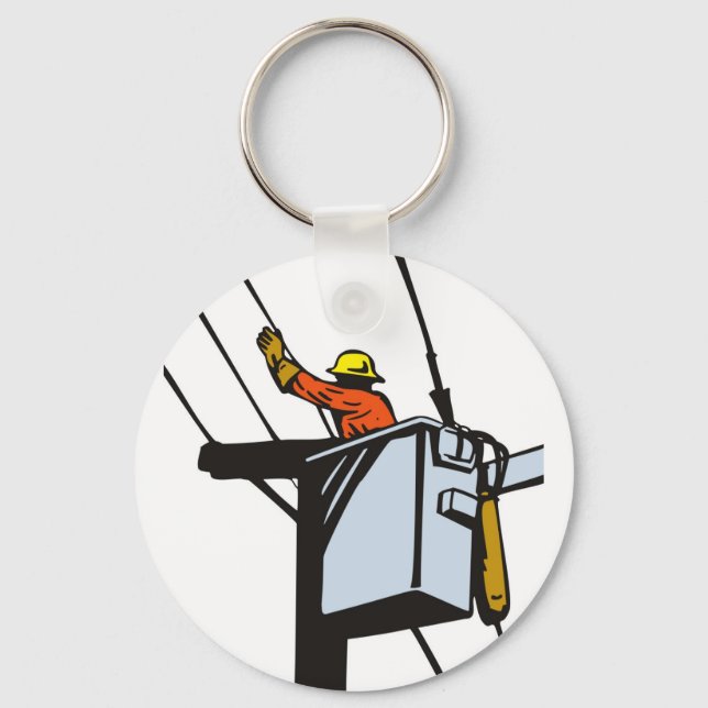 Power Lineman Electrician Electric Worker Key Ring (Front)