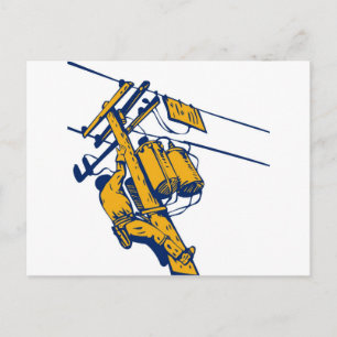 Power Lineman Electrician Electric Worker Postcard