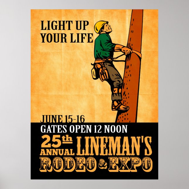 power lineman electrician repairman vintage poster (Front)