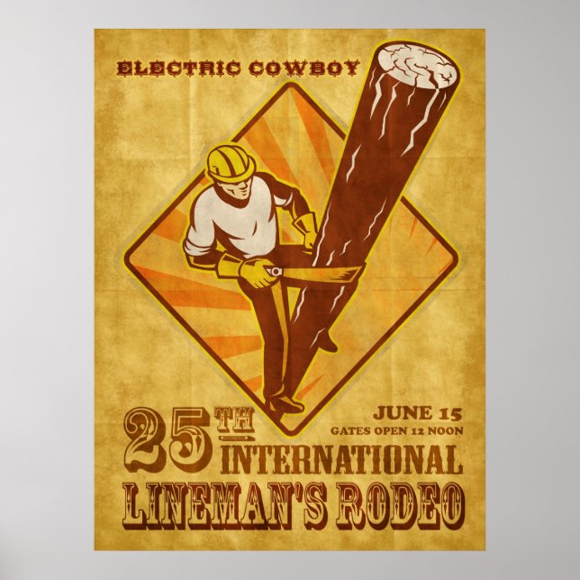 power lineman electrician repairman vintage poster (Front)