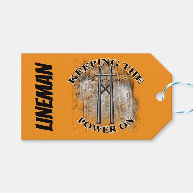 Power Lineman Gift Tags (Front (Horizontal))