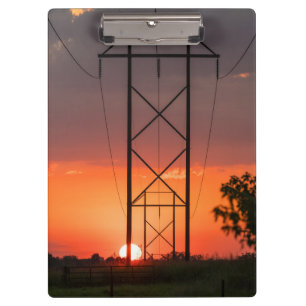 Power Lines Sunset Silhouette Clipboard