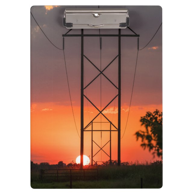 Power Lines Sunset Silhouette Clipboard (Front)