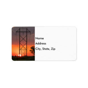 Power Lines Sunset Silhouette Label