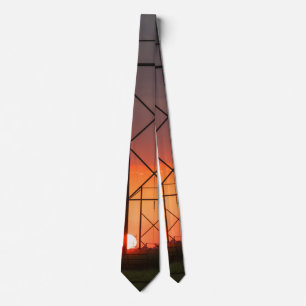 Power Lines Sunset Silhouette Neck Tie