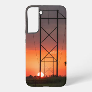 Power Lines Sunset Silhouette Samsung Phone Case
