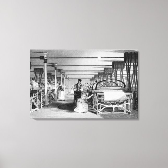 Power Loom Weaving, engraved by J. Tingle, 1835 Canvas Print (Front)