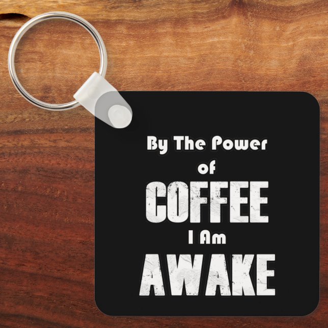 Power of Coffee (in White) Key Ring (Front)