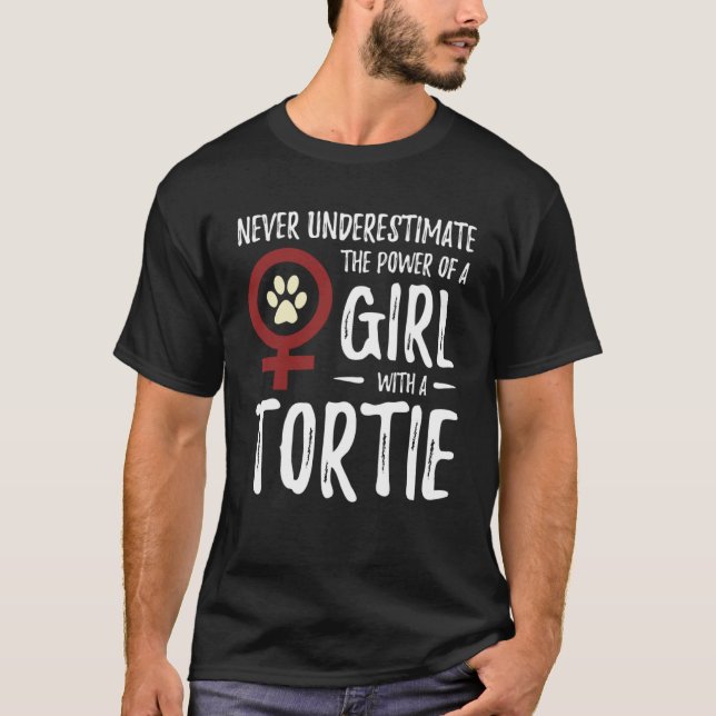 Power of Girl Tortie Feminist Cat Mum T-Shirt (Front)