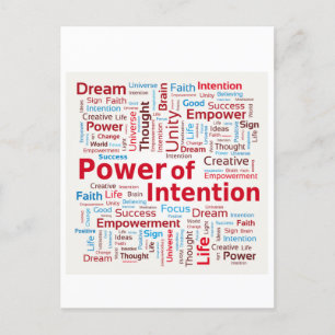 Power of Intention Word Cloud Success Colourful Postcard